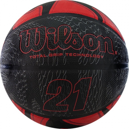 Мяч баск. WILSON 21 Series,  арт.WTB2103XB07, р.7,резина, бутил. кам.,нейлон. корд, красн-чер-сереб, фото 1