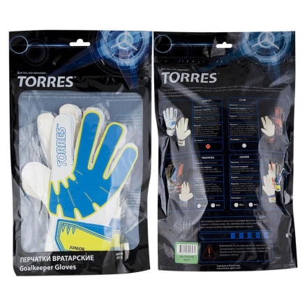 СЦ*Перчатки врат. &quot;TORRES Jr.&quot; арт. FG05026-BU, р.6, 2 мм латекс, удл.манж.,бело-голуб-желтый, фото 2