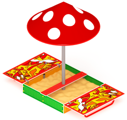 Песочница с крышкой средняя и навесом Грибок (Рыбы) - ИО 5.01.10-04, фото 2