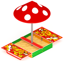 Песочница с крышкой средняя и навесом Грибок (Рыбы) - ИО 5.01.10-04, фото 1