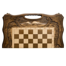 Шахматы + нарды резные c Араратом 40 с ручкой, Haleyan Шахматы + нарды резные c Араратом 40 с ручкой, Haleyan