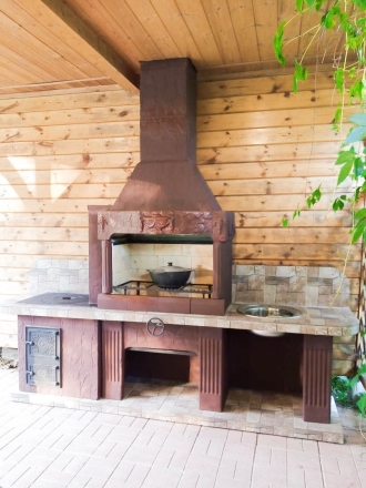 Печь № 21 — Печь барбекю с печью под казан и мойкой, фото 3