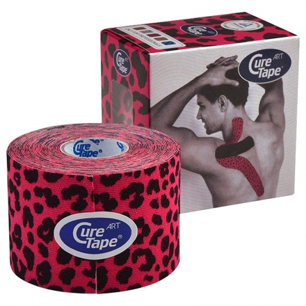 Тейп кинезиологический CureTape Art Leopard, 5 см x 5 м, арт. 163210, красно-черный, фото 1
