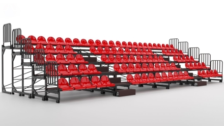 Трибуна телескопическая 5-ти рядная на 102 места с перилами, фото 1