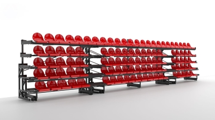 Трибуна телескопическая 5-ти рядная на 102 места с перилами, фото 3