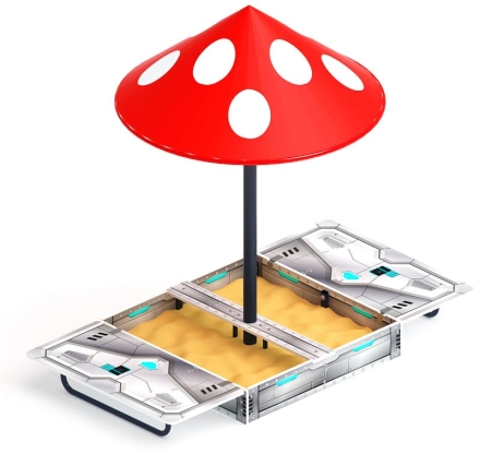 Песочница с крышкой средняя и навесом Грибок (Техно) - ИО 5.01.10-10, фото 4