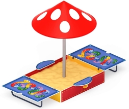 Песочница с крышкой средняя и навесом Грибок (Азбука) - ИО 5.01.10-05, фото 4