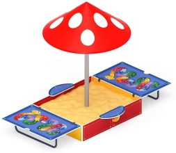 Песочница с крышкой средняя и навесом Грибок (Азбука) - ИО 5.01.10-05, фото 2