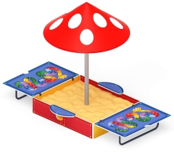 Песочница с крышкой средняя и навесом Грибок (Азбука) - ИО 5.01.10-05, фото 1