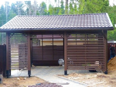 Навес для двух авто ИСТРИНСКИЙ Премиум комплектация, фото 1