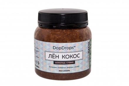 Шоколадно-кокосовая паста cо стевией и льном, в пластике, 250г, фото 2