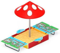 Песочница с крышкой средняя и навесом Грибок (Игра) - ИО 5.01.10-06, фото 3