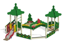 Песочный дворик Лесная поляна ПС-09 с горкой для детской площадки