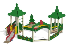 Песочный дворик Лесная поляна ПС-09 с горкой для детской площадки, фото 2