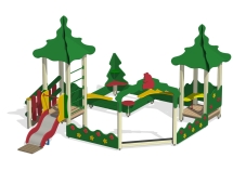 Песочный дворик Лесная поляна ПС-09 с горкой для детской площадки