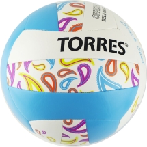 Мяч вол. пляжн. &quot;TORRES Beach Sand Blue&quot; арт.V32095B, р.5, синт.кожа (ТПУ),маш.сш,бут.к,бел-голуб