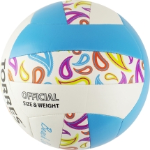 Мяч вол. пляжн. &quot;TORRES Beach Sand Blue&quot; арт.V32095B, р.5, синт.кожа (ТПУ),маш.сш,бут.к,бел-голуб