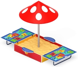 Песочница с крышкой средняя и навесом Грибок (Арифметика) - ИО 5.01.10-07, фото 4