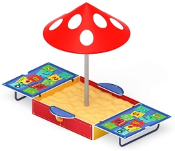 Песочница с крышкой средняя и навесом Грибок (Арифметика) - ИО 5.01.10-07, фото 3
