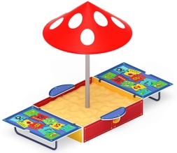 Песочница с крышкой средняя и навесом Грибок (Арифметика) - ИО 5.01.10-07, фото 1