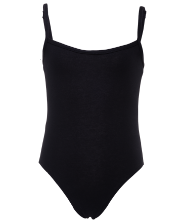 Купальник гимнастический на бретелях, хлопок, черный, р. 30-34, фото 1