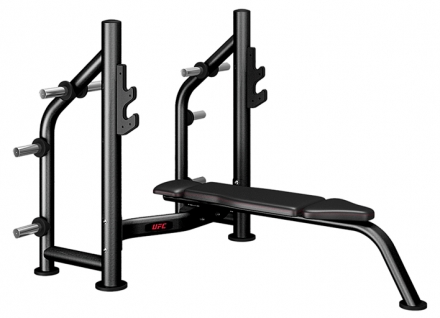 UFC Олимпийская скамья для жима горизонтальная с стойками для хранения дисков, фото 1