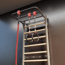 Шведская стенка Rock-s со скалодромом и пространственной сетью белая Шведская стенка Rock-s со скалодромом и пространственной сетью белая