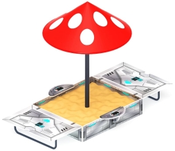 Песочница с крышкой средняя и навесом Грибок (Техно) - ИО 5.01.10-09, фото 1