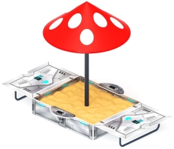 Песочница с крышкой средняя и навесом Грибок (Техно) - ИО 5.01.10-09, фото 2