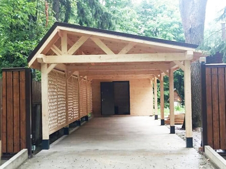 Навес для машин с хозблоком ТРУВИЛЬ Несущий каркас, фото 1