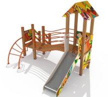 Детский городок для малышей, спуск 0,9 м, паттерн "Этник" ГМ001.01.11.01.17