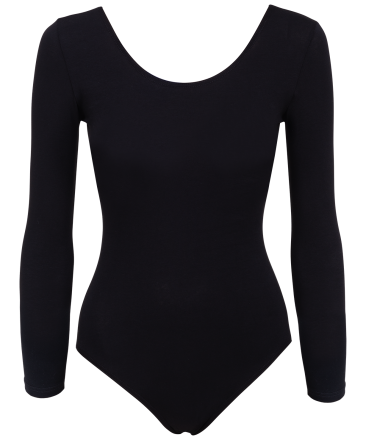 Купальник гимнастический с длинным рукавом, хлопок, черный, р. 36-42, фото 1
