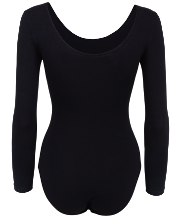 Купальник гимнастический с длинным рукавом, хлопок, черный, р. 36-42, фото 2