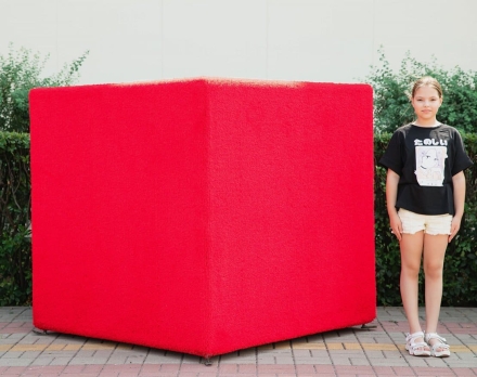 Топиари куб Красный h=75 см - газон Eco, фото 2