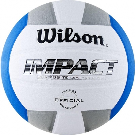 Мяч волейбольный &quot;Wilson Impact&quot;, размер 5, синт.кожа (композит), бело-сине-серый, фото 1