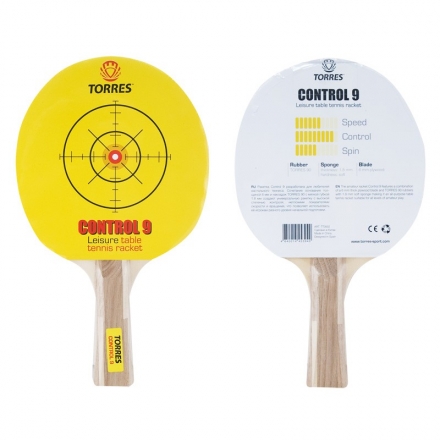 Ракетка для н/т TORRES Control 9, арт.TT0002, для начинающих, накладка 1,8 мм, конич. ручка, фото 1