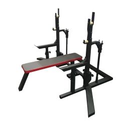 Соревновательная домкратная стойка для пауэрлифтинга со скамьей и страховочными упорами, фото 1 Соревновательная домкратная стойка для пауэрлифтинга со скамьей и страховочными упорами, фото 1
