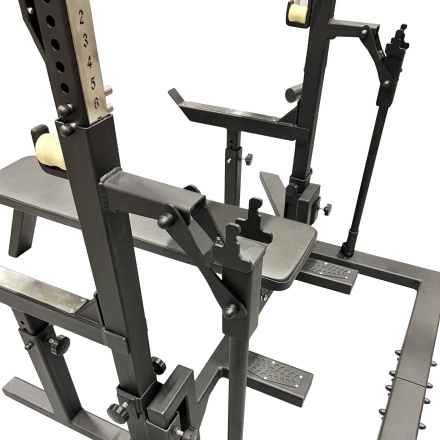 Соревновательная домкратная стойка для пауэрлифтинга со скамьей и страховочными упорами, фото 3