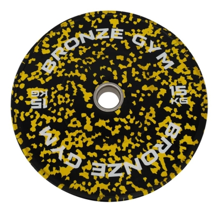 Диск бамперный BRONZE GYM камуфляж желтый 15 кг, фото 1