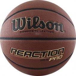 Мяч баск. WILSON Reaction PRO, арт.WTB10138XB06, р.6, синт. PU, бутил. камера, темно-коричневый