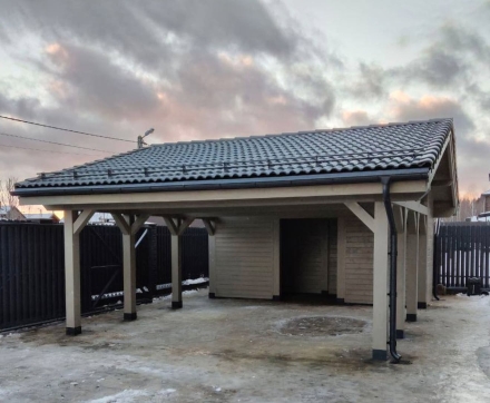 Навес для машин с хозблоком ВИСМАР Несущий каркас, фото 1