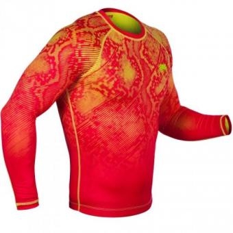 Компрессионная футболка Venum &quot;Fusion&quot; Compression T-shirt - Orange Yellow Long Sleeves, фото 2