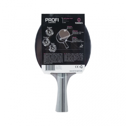 Ракетка для н/т TORRES Profi 5*, арт.TT0009, для спортсменов, накладка 2,0 мм, конич. ручка, фото 1