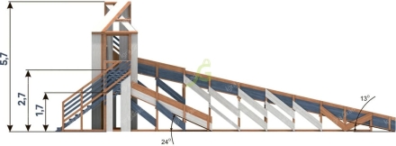 Зимняя деревянная горка "IgraGrad Snow Fox 12 м" с двумя скатами мод.3, фото 7