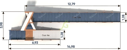 Зимняя деревянная горка "IgraGrad Snow Fox 12 м" с двумя скатами мод.3, фото 6