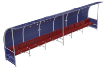 СКАМЕЙКА ДЛЯ ЗАПАСНЫХ ИГРОКОВ НА 12 МЕСТ С КОЗЫРЬКОМ ИЗ ПОЛИКАРБОНАТА СКАМЕЙКА ДЛЯ ЗАПАСНЫХ ИГРОКОВ НА 12 МЕСТ С КОЗЫРЬКОМ ИЗ ПОЛИКАРБОНАТА