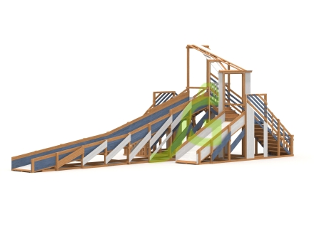 Зимняя деревянная горка "IgraGrad Snow Fox 12 м" с двумя скатами мод.624, фото 2