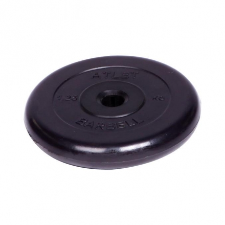 Диск обрезиненный Barbell Atlet d 31 мм чёрный 1,25 кг, фото 1