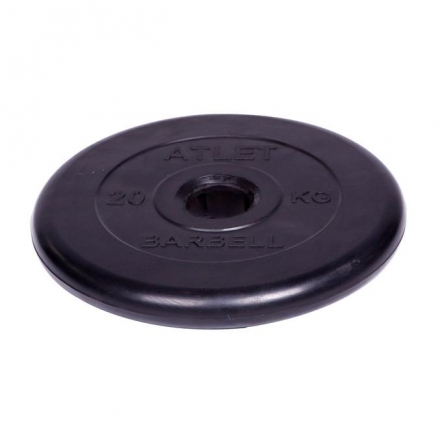 Диск обрезиненный Barbell Atlet d 51 мм чёрный 20 кг, фото 1
