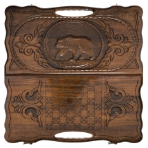 Нарды резные "Медведь" с ручкой 50, Haleyan